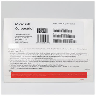 Microsoft Windows 11 Pro DVD francês de 64 bits OEM System Builder Pack para PC novo