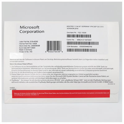 Microsoft Windows 11 Pro Alemão DVD OEM System Builder Licença de 64 bits para uso profissional