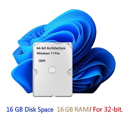 Windows 11 Pro OEM, arquitetura 64 bits, 16 GB de espaço em disco, 1 GB de RAM para 32 bits