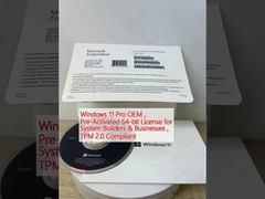 Windows 11 Pro OEM, Licença de 64 bits pré-activada para construtores de sistemas e empresas, compatível com TPM 2.0