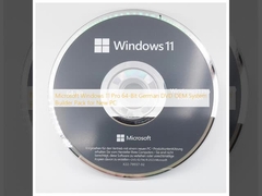 Microsoft Windows 11 Pro DVD alemão de 64 bits OEM System Builder Pack para PC novo